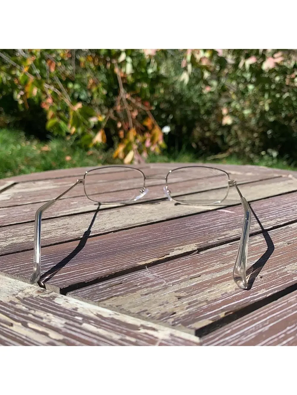 Vintage 2000s style unique Slim Silver Trim Clear Lenses Glasses. Glasses are